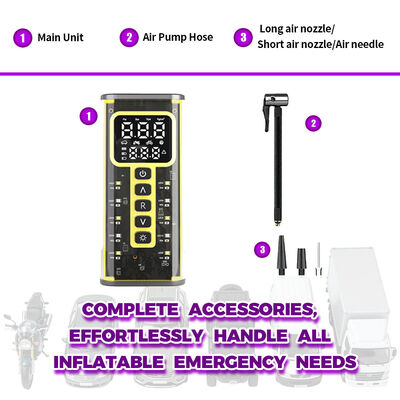 High-Pressure 150 PSI Portable Air Pump with 60W Motor and Rechargeable Battery for Fast Tire Inflation