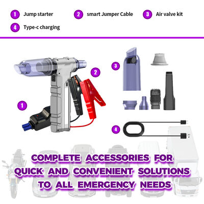 8000mAh Battery Multi Functional Jump Starter with 600A Peak Current and High-Speed Air Blower for Car Emergency