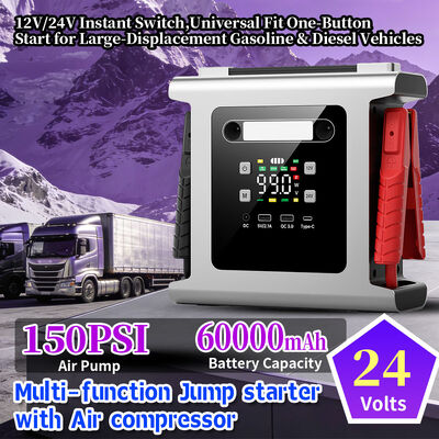 60000mAh 12V/24V Jump Starter with 150 PSI Air Compressor and Portable Power Bank