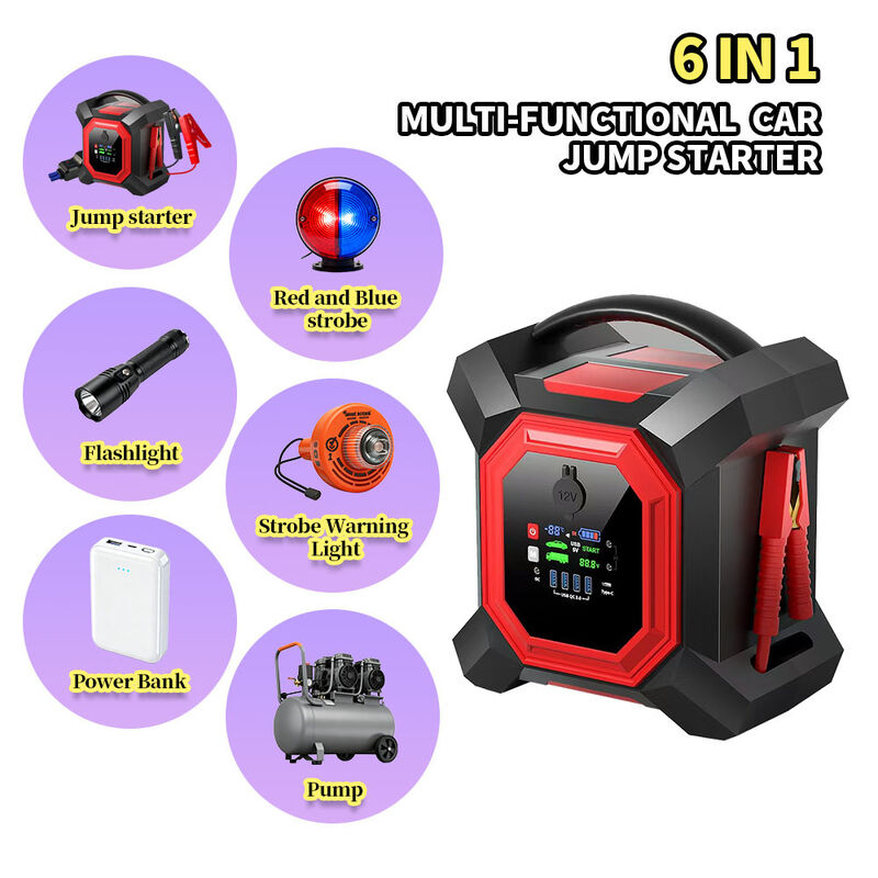 64000mAh 24V Jump Starter with 2000A Peak Current and QC3.0 Fast Charge ...