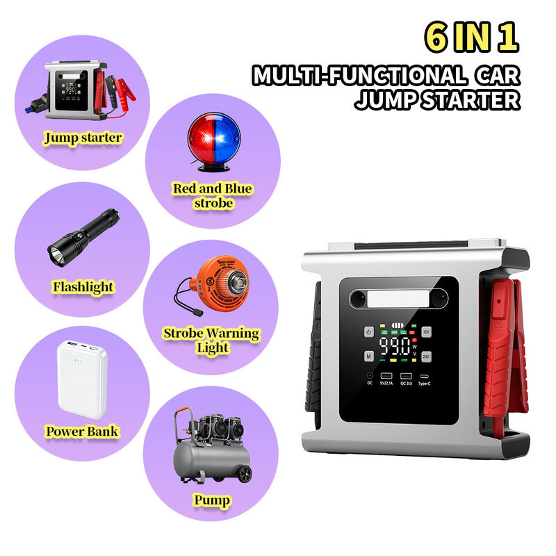 Emergency Car Battery Booster 60000mAh 12V/24V Jump Box with Built-in ...
