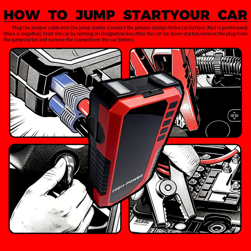 12V Compact Jump Starter with 600A Peak Power & 150PSI Air Compressor