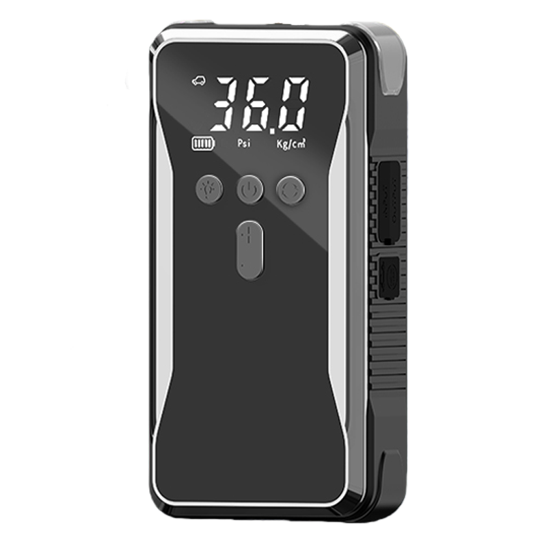 12000mAh Car Jump Starter Tire Inflator 1800A Battery Booster For 7.0L Gas 3.0L Diesel Engine