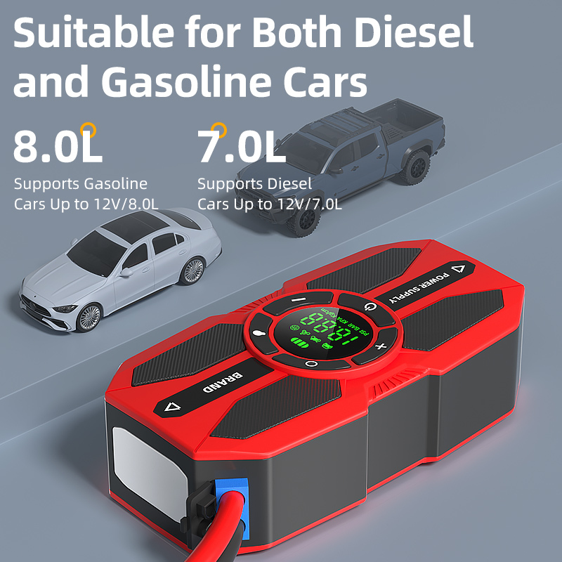 6000mAh - 24000mAh Battery Tire Inflator & Jump Starter With LED Flashlight SOS Light Battery Operated