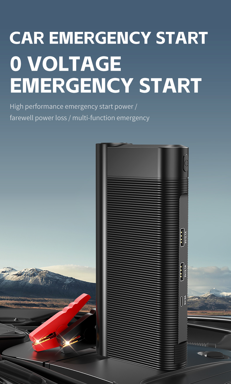 Car Jump Starter & Tire Inflator For 6.0L Vehicles 600A Peak Current Built In LED Flashlight