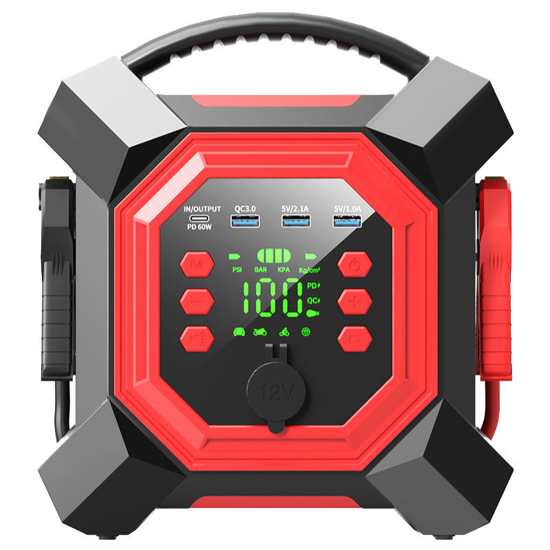 24000mAh Car Jump Starter Power Bank With Tire Inflator 150PSI Digital Car Battery Booster