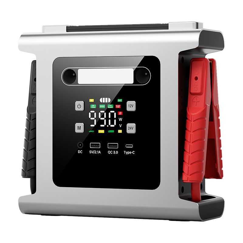 Truck Jump Starter 64000mAh Car Emergency Start Power Supply 12V 24V Jump Starter With Air Compressor Flashlight