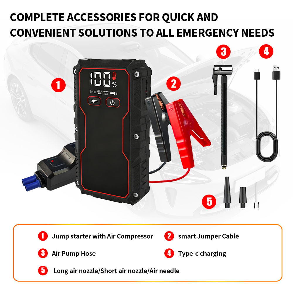 150PSI Tire Inflator Emergency Battery Jumper Pack Portable  8000mAh 10000mAh 12V Car  Emergency Vehicle Jump Starter