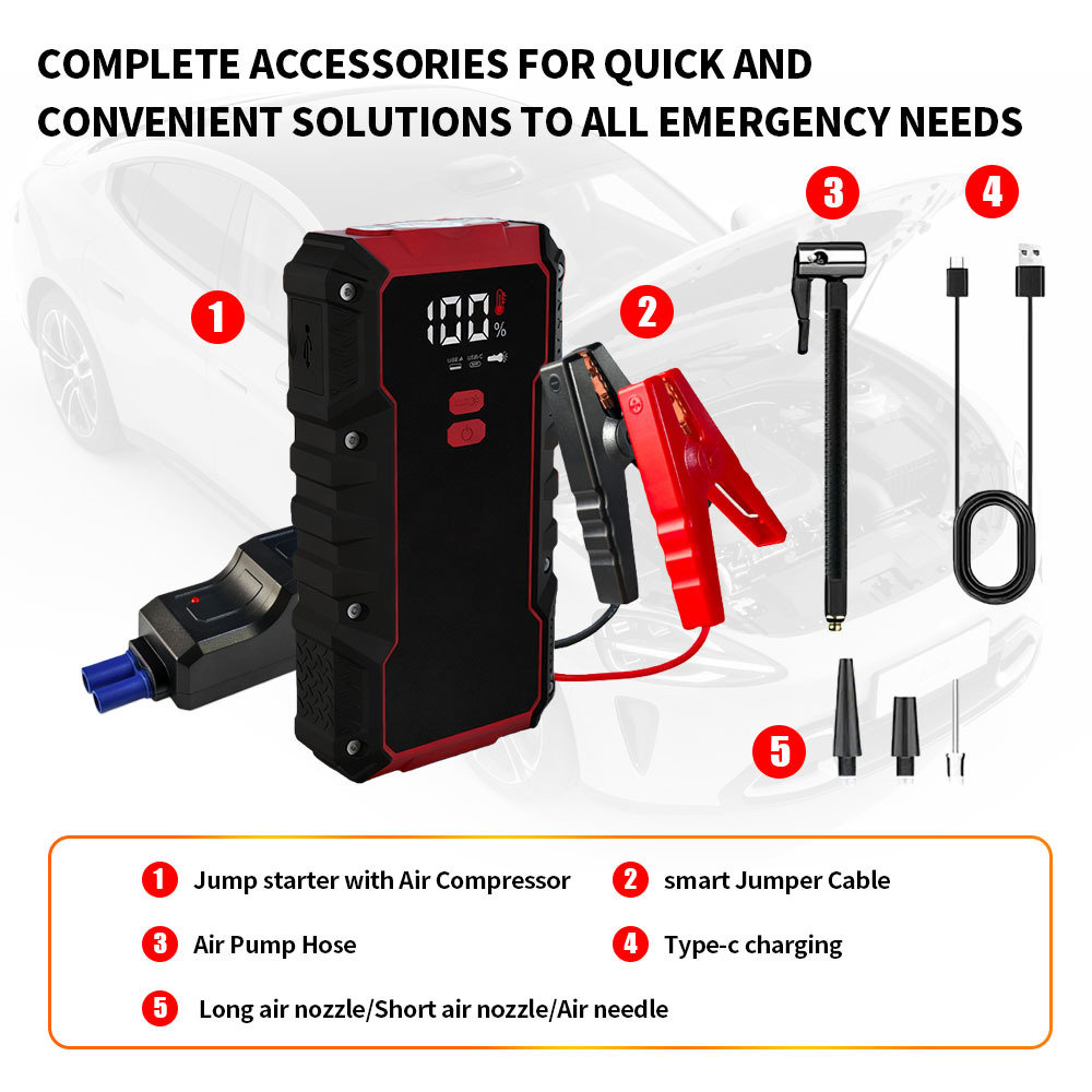 6 In 1 Emergency Car Jump Starter With Flashlight Car Battery Jump Starter Pack Power Bank 8000mAh 6000mAh