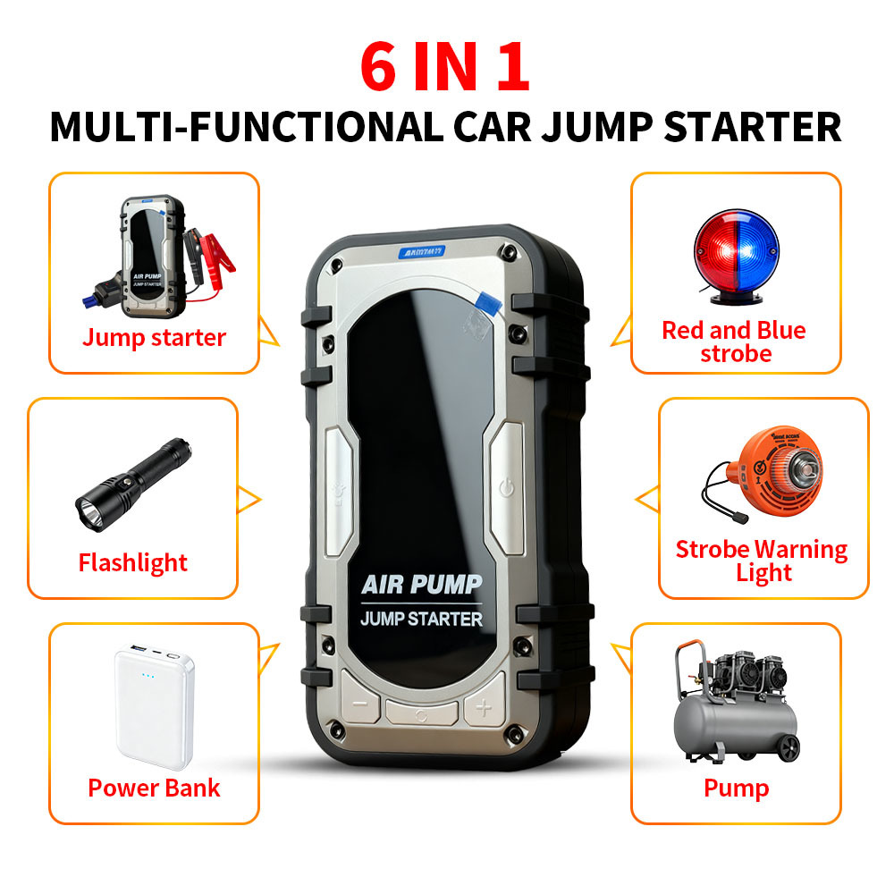 Air Compressor Tire Inflator 3 - 150 PSI Emergency Battery Pack Portable Car Jump Starter 12 Volt 32000mAh