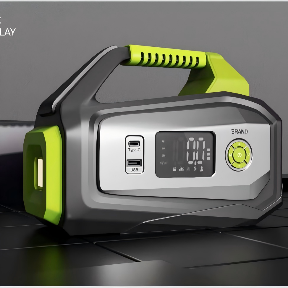 12000mAh Car Jump Starter with 150 PSI Tire Inflator and LED Light for Emergency Power