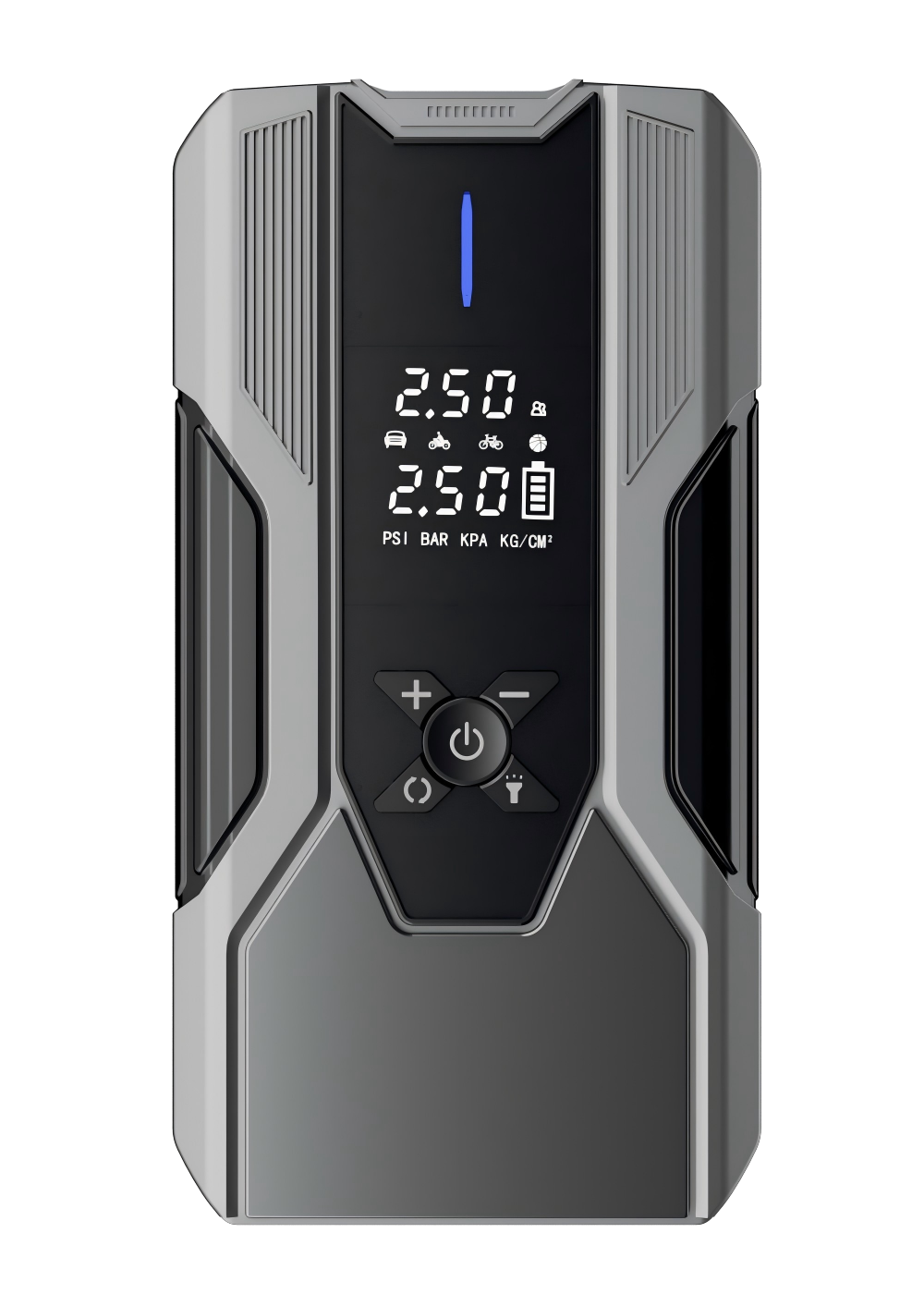 Portable Rechargeable Car Jump Starter with 150PSI Max Tire Inflator 6400mAh Battery and LED Light