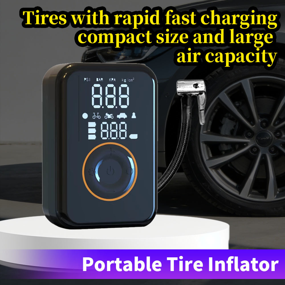 Rapid Portable Tire Inflator - Compact Design, Large Air Capacity, Complete Accessories for All Inflatable Emergencies