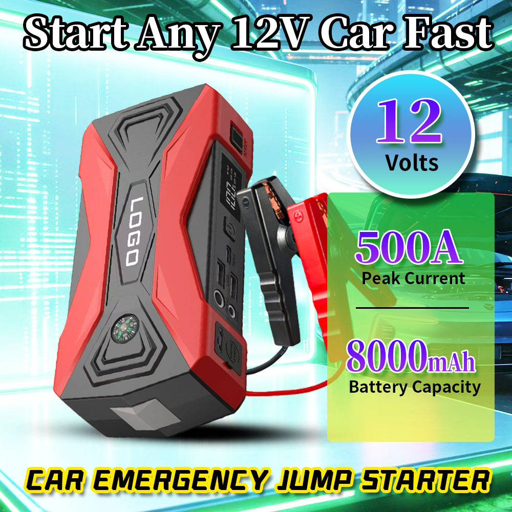 All-in-One 12V Auto Start System with Tire Inflator, 500A Peak Boost and Emergency Lighting