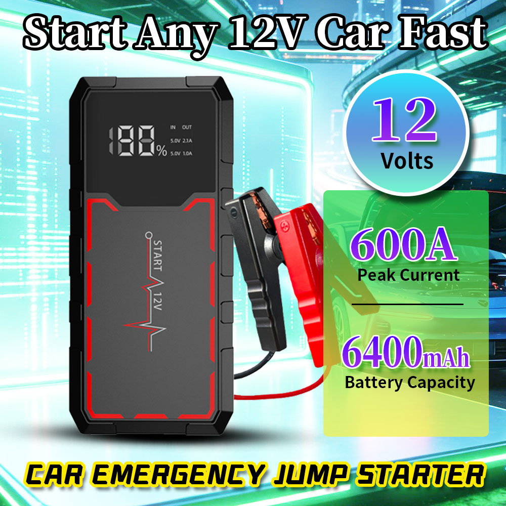 6400 Emergency Car Jump Starter with Air Compressor & 600A Peak Power