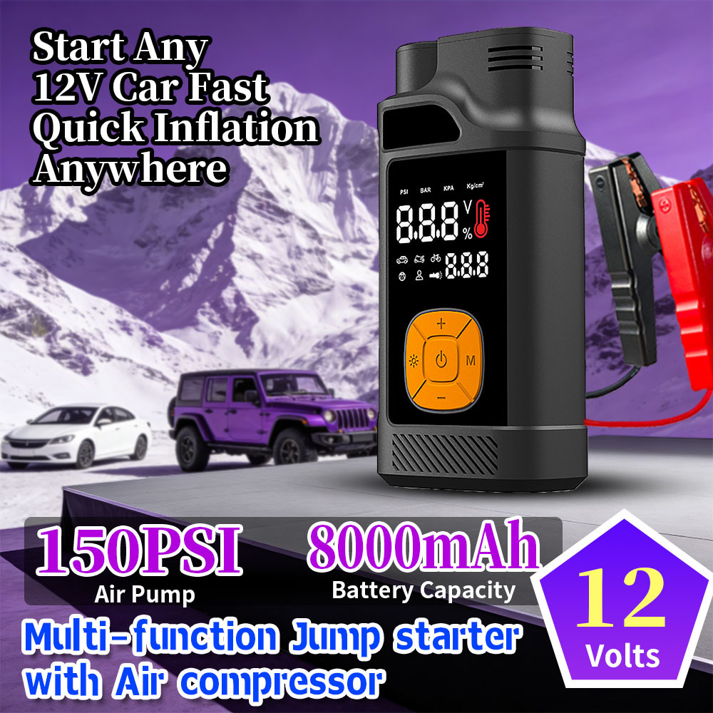 Multi-Function Car Jump Starter with Air Compressor and Power Bank
