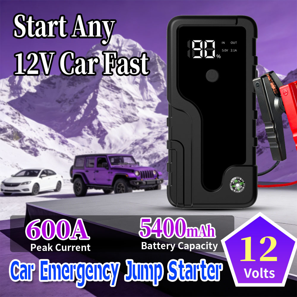 12V 600A Peak Current Car Jump Starter with 6400mAh Battery and LED Digital Display