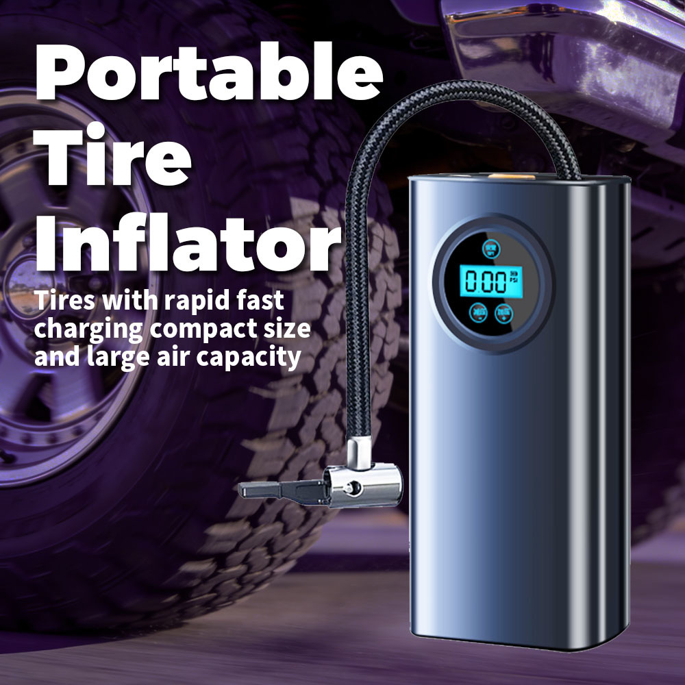 80W Mini Air Pump with Digital Display and Dual Battery - Portable Rechargeable Tire Inflator