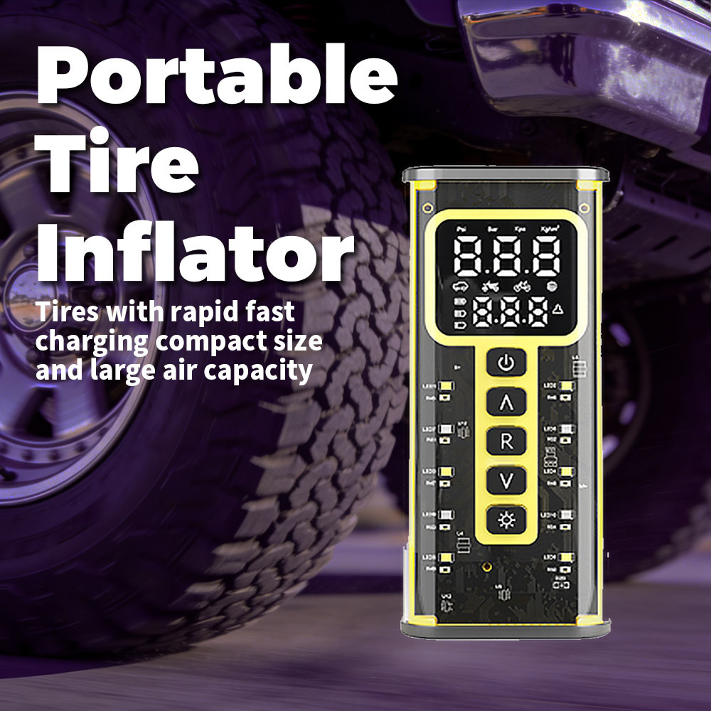 High-Pressure 150 PSI Portable Air Pump with 60W Motor and Rechargeable Battery for Fast Tire Inflation