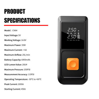 Máy khởi động xe hơi di động với 6400mAh Capacity Battery 150 PSI Lốp lốp và đèn pin LED với SOS